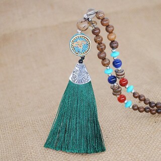 Foto 2 | Foto 2 | Collar Huoguo Con Colgante Bohemio Con Borlas Cadena De Suéter Cuentas De Madera - Venta Internacional.