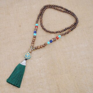Foto 3 | Foto 3 | Collar Huoguo Con Colgante Bohemio Con Borlas Cadena De Suéter Cuentas De Madera - Venta Internacional.