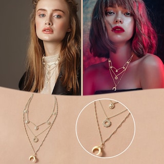 Foto 2 | Foto 2 | Colgante Huoguo Circle Pearl Moon Star Para Mujer - Venta Internacional.