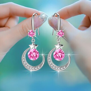 Foto 5 | Foto 5 | Pendientes Huoguo Star Moon Drop Diamond Cuproníquel 3 7 X 1 4 Cm - Venta Internacional.
