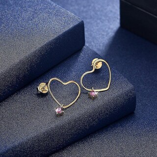 Foto 4 | Foto 4 | Pendientes De Plata De Ley 925 Con Forma De Corazón Y Cristal Morado Para Mujer - Venta Internacional.