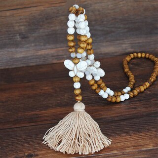 Foto 2 | Foto 2 | Collar Con Colgante Para Mujer Borla Cuentas De Madera Cadena Bohemia - Venta Internacional.