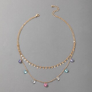 Foto 4 | Foto 4 | Collar Huoguo: Disco Geométrico Dorado Con Borla Y Diamantes De Imitación - Venta Internacional.