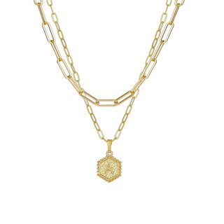 Foto 1 | Foto 1 | Collar Huoguo Cadena Con Sujetapapeles Chapada En Oro Para Mujer - Venta Internacional.
