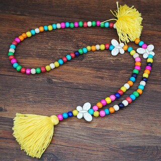 Foto 2 | Foto 2 | Collar Con Colgante Para Mujer Borla Cuentas De Madera Cadena Bohemia - Venta Internacional.