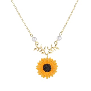 Foto 1 | Foto 1 | Collar Huoguo Con Forma De Rama De Hoja De Girasol Para Mujer Chapado En Oro - Venta Internacional.