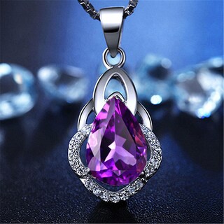 Foto 3 | Foto 3 | Collar Huoguo Colgante De Plata Con Amatista Morada En Forma De Gota - Venta Internacional.