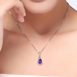 Foto 4 | Foto 4 | Collar Huoguo Colgante De Plata Con Amatista Morada En Forma De Gota - Venta Internacional.