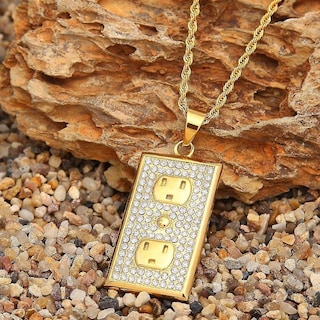 Foto 3 | Foto 3 | Collar Con Colgante Huoguo Dog Tag De Acero Inoxidable Dorado Para Hombre - Venta Internacional.