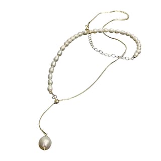 Foto 1 | Foto 1 | Collar Dongdamen Pearl Con Cadena Para Clavícula 45 Cm Oro De 18 Quilates - Venta Internacional.