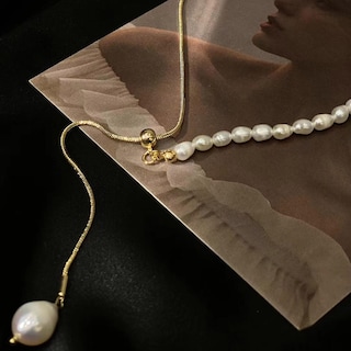 Foto 4 | Foto 4 | Collar Dongdamen Pearl Con Cadena Para Clavícula 45 Cm Oro De 18 Quilates - Venta Internacional.
