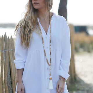 Foto 3 | Foto 3 | Collar Huoguo Con Colgante Bohemio Con Borlas Cadena De Suéter Cuentas De Madera - Venta Internacional.