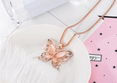 Foto 1 | Foto 1 | Collar Huoguo Con Colgante De Mariposa Con Ópalo Y Ópalo Para Mujer - Venta Internacional.