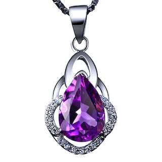 Foto 1 | Foto 1 | Collar Huoguo Colgante De Plata Con Amatista Morada En Forma De Gota - Venta Internacional.