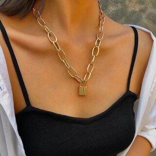 Foto 2 | Foto 2 | Collar Huoguo Vintage Con Cadena Grande Metalizada Dorada - Venta Internacional.
