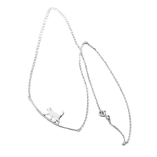 Foto 1 | Foto 1 | Collar Huoguo Bonito Gato Caminante Chapado En Plata Para Mujer - Venta Internacional.