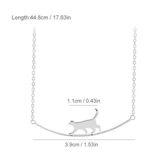 Foto 4 | Foto 4 | Collar Huoguo Bonito Gato Caminante Chapado En Plata Para Mujer - Venta Internacional.