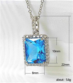Foto 3 | Foto 3 | Collar Huoguo Ultra-flash Con Microincrustaciones De Circón Azul Para Mujer - Venta Internacional.