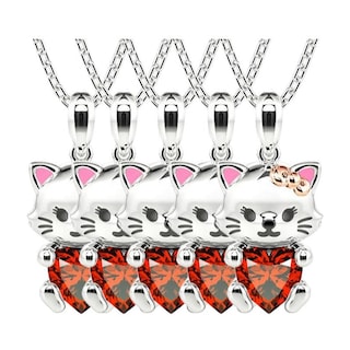 Foto 1 | Foto 1 | Collar De Animales High Monaco Mxtne-005 5 Pzas Collar Gatita/corazón Plata/rojo