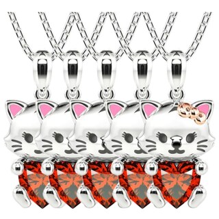 Foto 2 | Foto 2 | Collar De Animales High Monaco Mxtne-005 5 Pzas Collar Gatita/corazón Plata/rojo