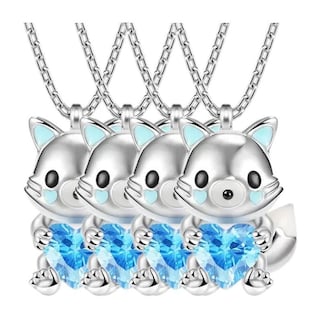 Foto 1 | Foto 1 | Cadenas con Dije Bellos High Mónaco Mxfon-004 4 Piezas Collar Zorro/Corazón Plata/Azul
