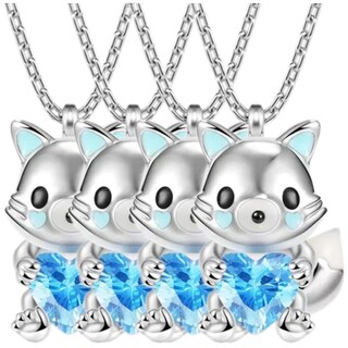 Foto 2 | Foto 2 | Cadenas con Dije Bellos High Mónaco Mxfon-004  4 Piezas  Collar Zorro/Corazón Plata/Azul