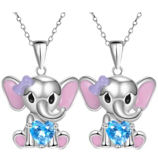 Foto 2 | Foto 2 | Cadena y Dije de Elefante High Mónaco Mxlek-002 2 Piezas Collar Elefante/Corazón Plata/Azul