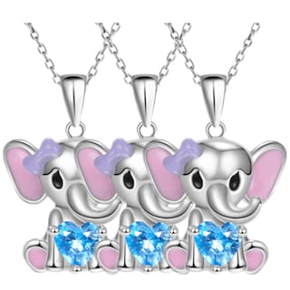 Foto 2 | Foto 2 | Cadenas con Dije de Elefante High Mónaco Mxlek-003 3 Piezas Collar Elefante/corazón  Plata/Azul