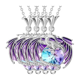 Foto 1 | Foto 1 | Cadenas Con Dije High Monaco Mxrgk-004 4 Pzas Collar Dragón/corazón Plata/morado
