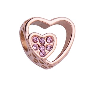Foto 1 | Foto 1 | Charm Para Pulsera Dije De Corazón Doble Luckyly Modelo Talia Oro Rosa