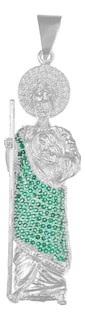 Foto 1 | Foto 1 | Dije De Plata 925 San Judas Con Piedra Zirconia Verde 7.5cm