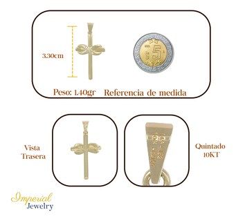 Foto 2 | Foto 2 | Dije En Figura De Cruz Con Moño E Incrustaciones De Zirconia En Oro 10k 1.50grm