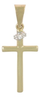 Foto 1 | Foto 1 | Dije En Figura De Cruz Con Tira De Zirconia En Oro 10k  0.9 Grm