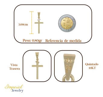 Foto 2 | Foto 2 | Dije En Figura De Cruz Con Tira De Zirconia En Oro 10k  0.9 Grm