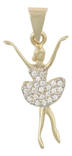 Foto 1 | Foto 1 | Dije En Figura De Bailarina Con Zirconias, En Oro De 10k 1.1 Grm
