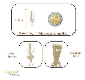 Foto 2 | Foto 2 | Dije En Figura De Bailarina Con Zirconias, En Oro De 10k 1.1 Grm