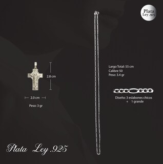 Foto 5 | Foto 5 | Dije de Plata Cruz Cristo Resucitado con Cadena Calibre 50