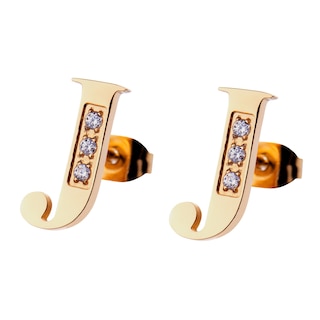 Foto 1 | Foto 1 | Aretes Baño de Oro 18k con Zirconia Cúbica Luckyly Tina Letra J para Mujer