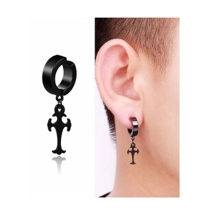 Foto 3 | Foto 3 | Aretes Falsos Piercing Belug Negros Estilo Punk Colgantes 17 Piezas