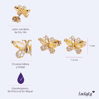 Foto 5 | Foto 5 | Aretes para Mujer de Mariposa Luckyly, Modelo Gina Oro