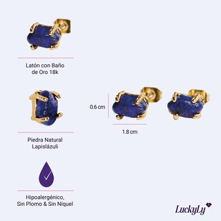 Foto 4 | Foto 4 | Aretes Mujer con Piedras Naturales Luckyly, Modelo Ivy Lapislázuli