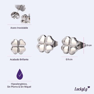 Foto 6 | Foto 6 | Aretes de Mujer de Trébol tipo Broqueles Luckyly, Modelo Flora Plata