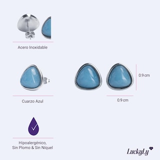 Foto 6 | Foto 6 | Aretes Mujer con Piedra Natural Luckyly, Modelo Aline Azul