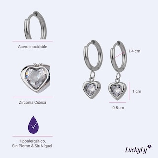 Foto 6 | Foto 6 | Aretes para Mujer Luckyly Corazón Tipo Arracadas Dalia