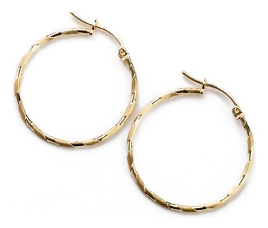 Foto 6 | Foto 6 | Arete Arracada De Oro De 14k Diamantada Estilo Torsal 25mm