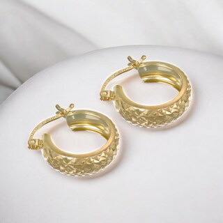 Foto 4 | Foto 4 | Arracada Diamantada Bangle de Oro 10k Estilo Panal 12 x 6mm