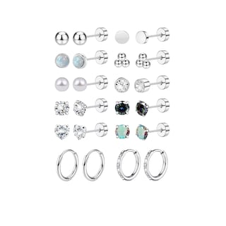 Foto 1 | Foto 1 | Piercing Arete Para Oreja Cartílago Mujer Acero Inoxidable 12 Pares Plata