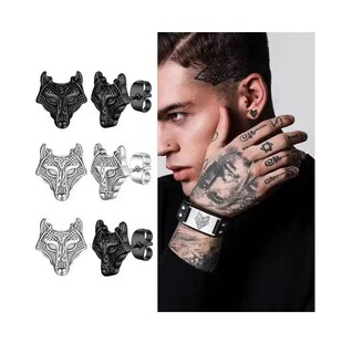 Foto 4 | Foto 4 | Aretes Con Piercing Pendientes Runas Hombre 6 Pares Negro