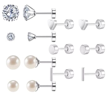Foto 1 | Foto 1 | Aretes Para Mujer Plata Broquel Acero Inoxidable 7 Pares Plata