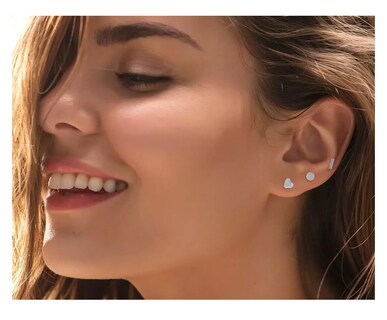 Foto 3 | Foto 3 | Aretes Para Mujer Plata Broquel Acero Inoxidable 7 Pares Plata